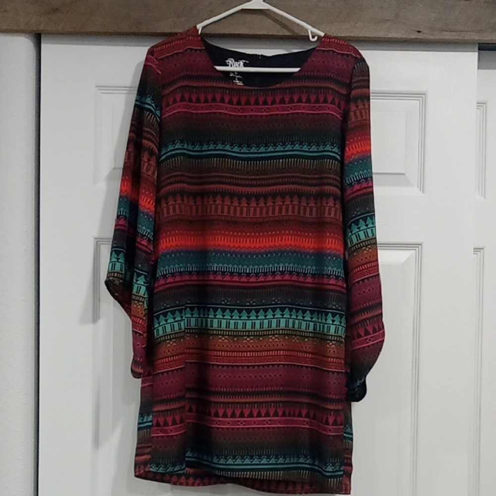 Rock 47 By Wrangler Multicolor Geometric Patterned Dress